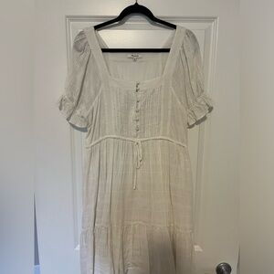 Madewell White Puff-Sleeve Drawstring Dress size xl